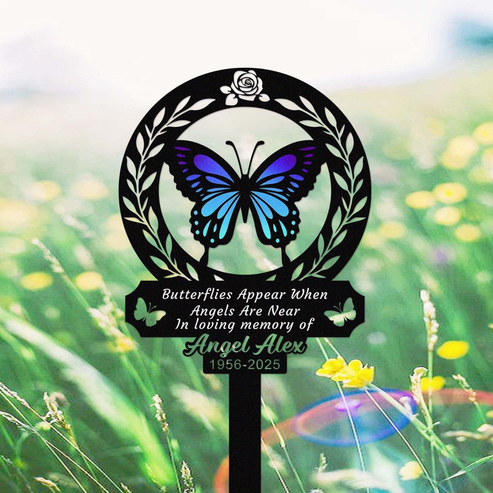 Butterfly Memorial Garden Stake, Personalized In Loving Memory Yard Sign