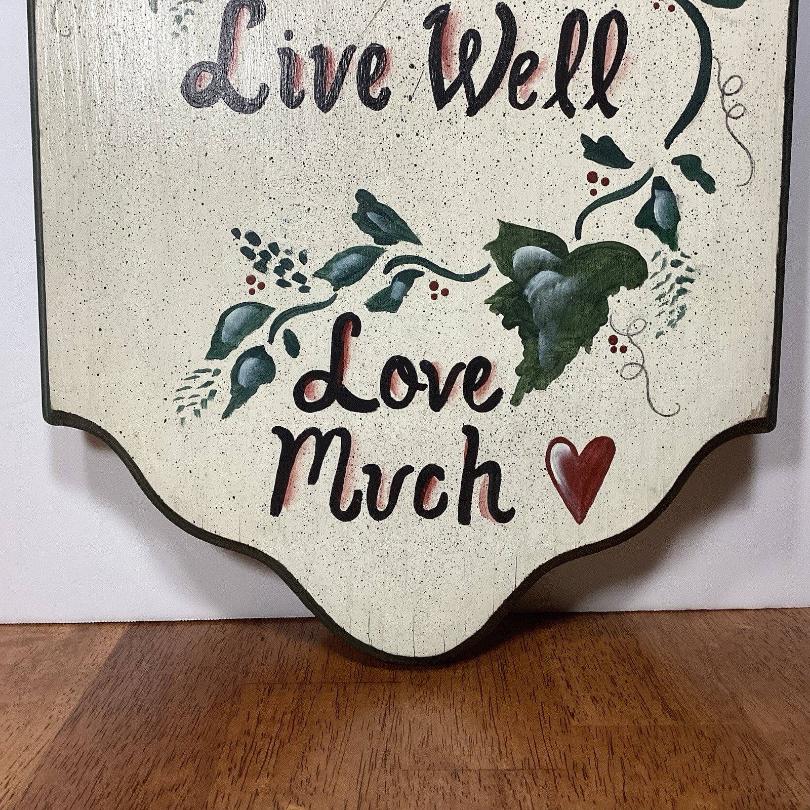 Solid Wood Wall Hanging Heart Cut Out Love Much Farmhouse Cottage Decor
