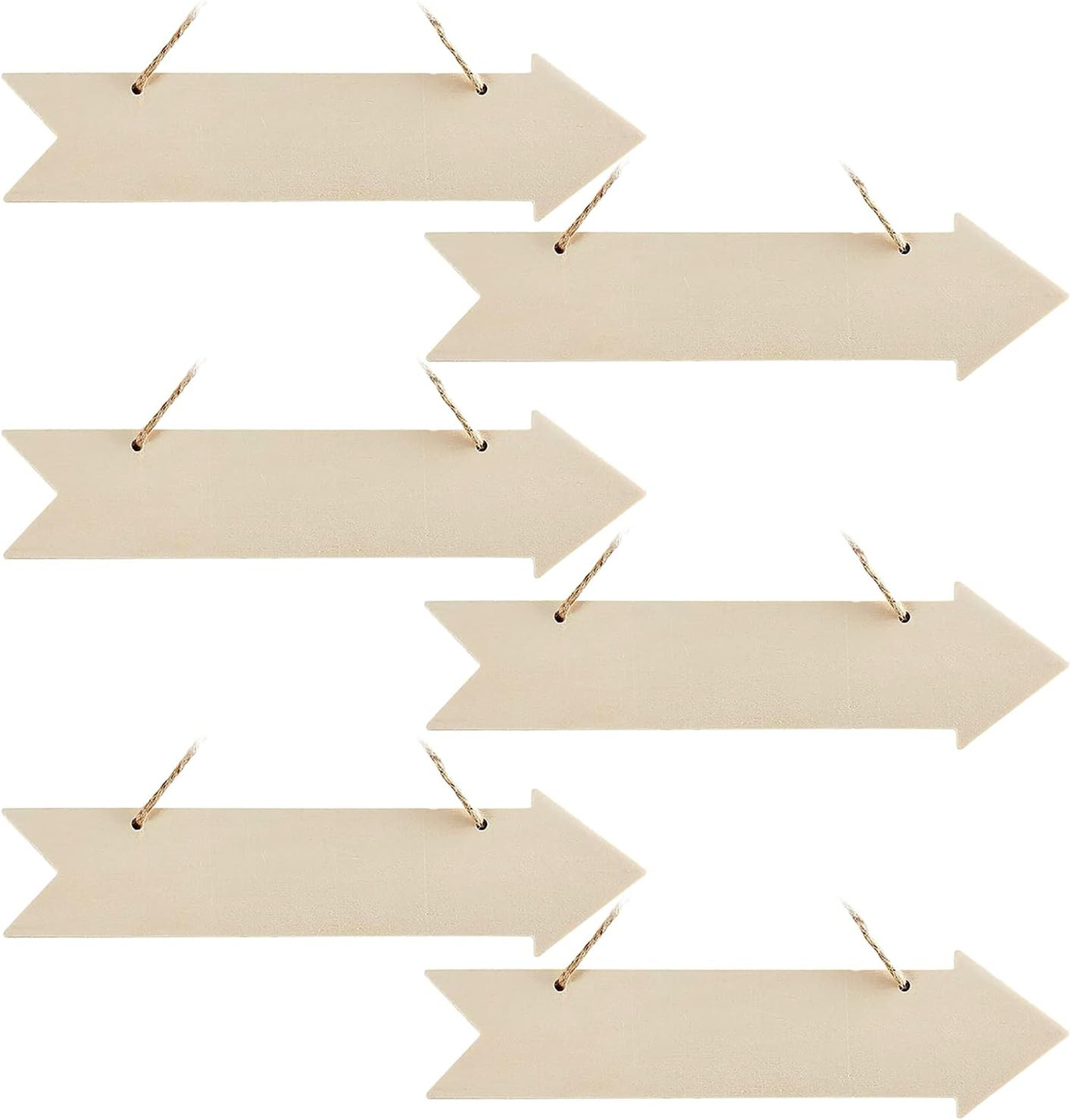 Rustic Wooden Arrow Sign Set for Holiday and Event Decor, 6 Pack