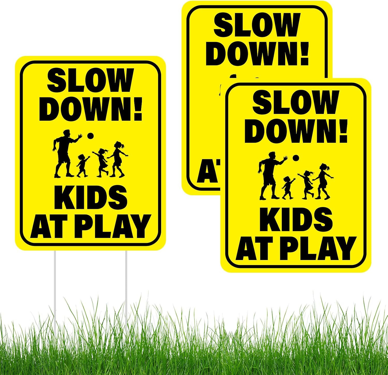 3 PCS Slow down Kids at Play Sign 14.2 X 11 Inches Children at Play Safety Signs