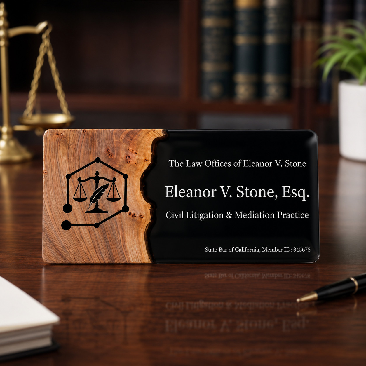 Custom Wood Resin Desk Name Plate Personalized Office Door Sign Business Logo