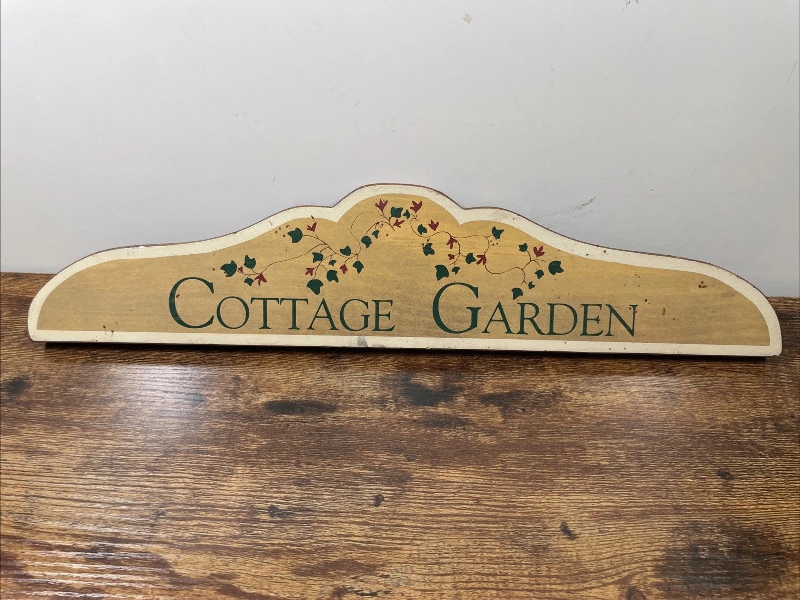 Vintage Wood Cottage Garden Sign Hand Painted Wooden Plaque Plinth Shabby Chic