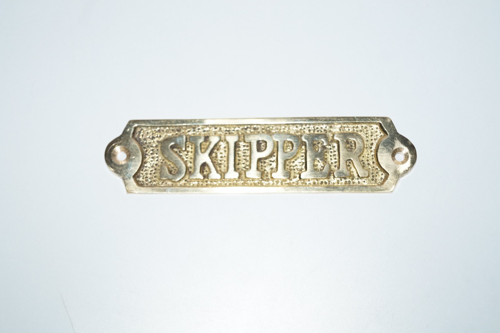 Solid Brass Door Sign “Skipper” – Metal Wall Plaque – Nautical Wall Art Marine