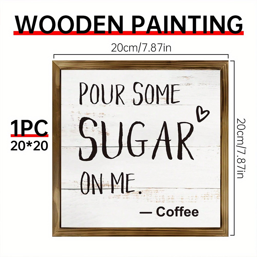 Lightweight Solid Framed Sweet Phrase Wooden Plaque Pantry Breakfast Nook Plaque