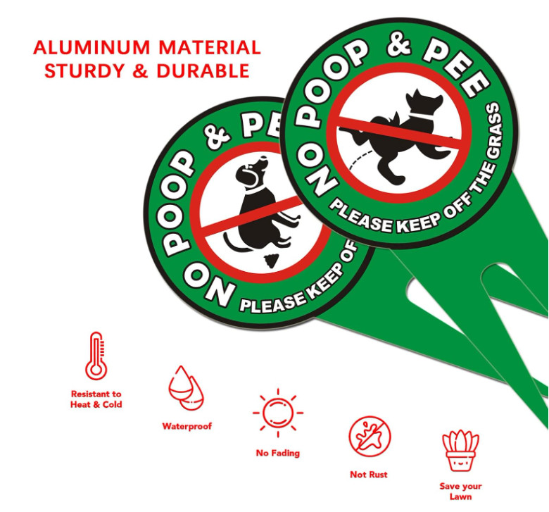 2 PCS No Dog Poop Signs for Yard, 12 x 6 inch Double Sided PLEASE KEEP OFF THE G