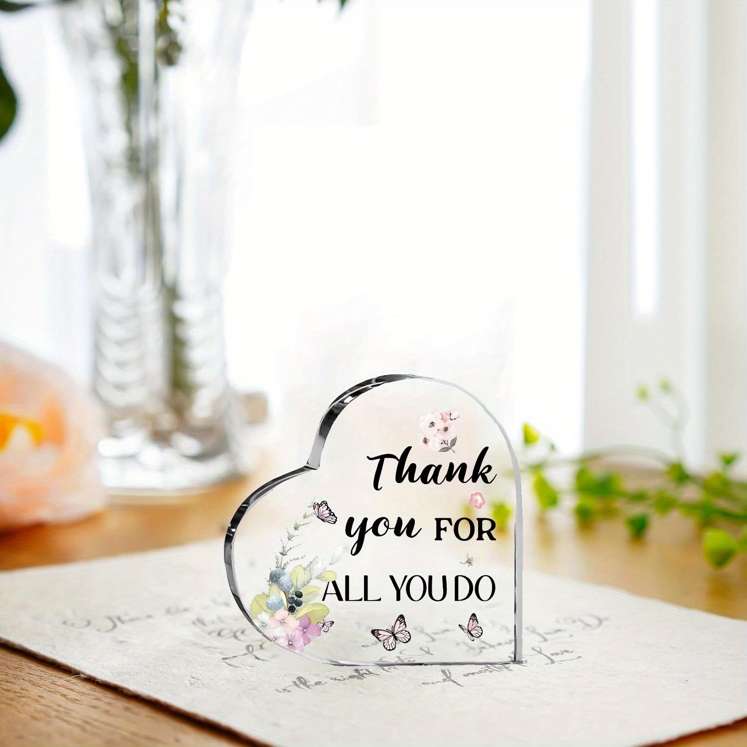 Thank You For All You Do Acrylic Heart Plaque Appreciation Easter Decoration