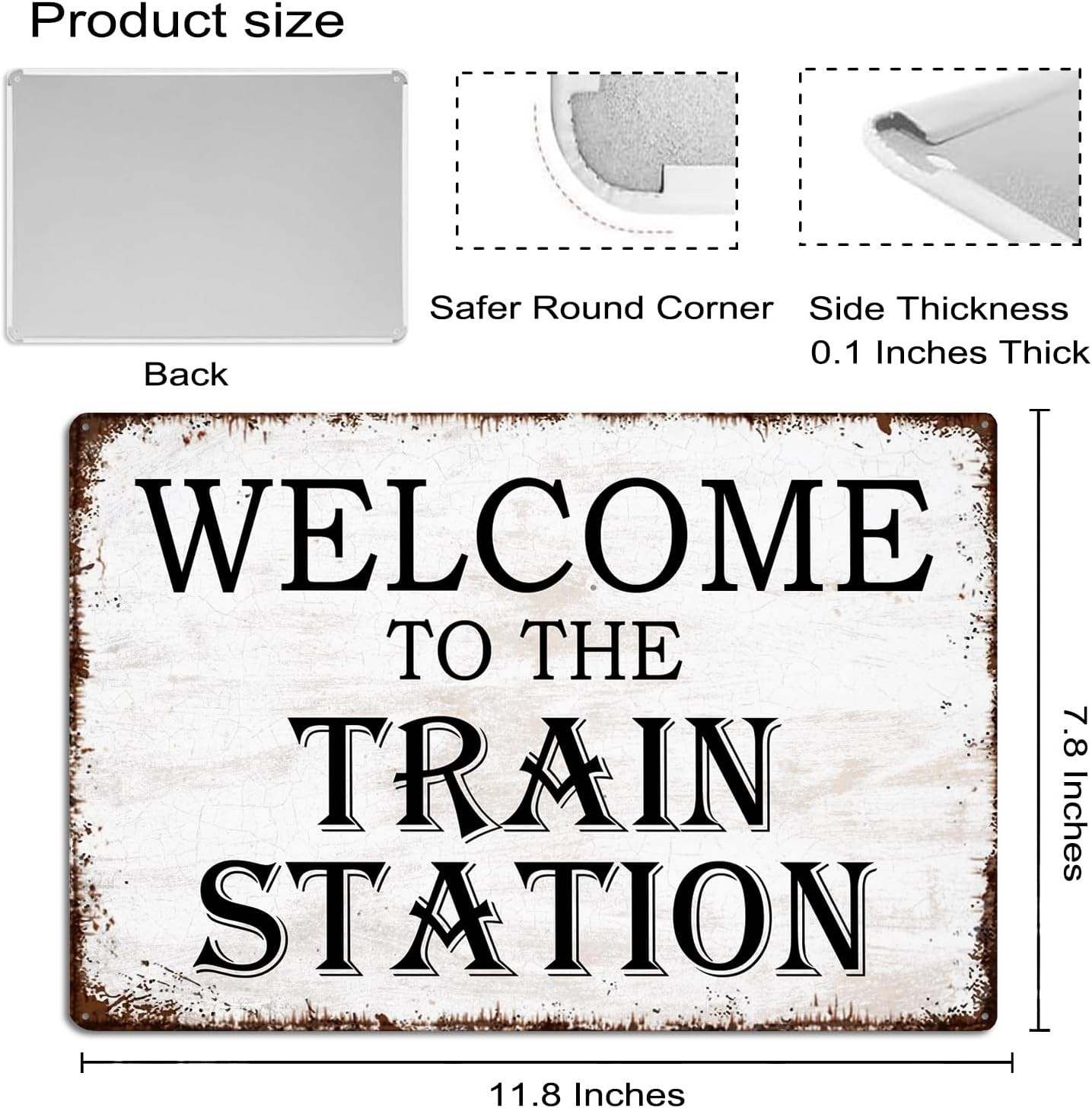 Train Station Sign,Welcome to The Train Station,12 x 8 Vintage Tin Metal Signs