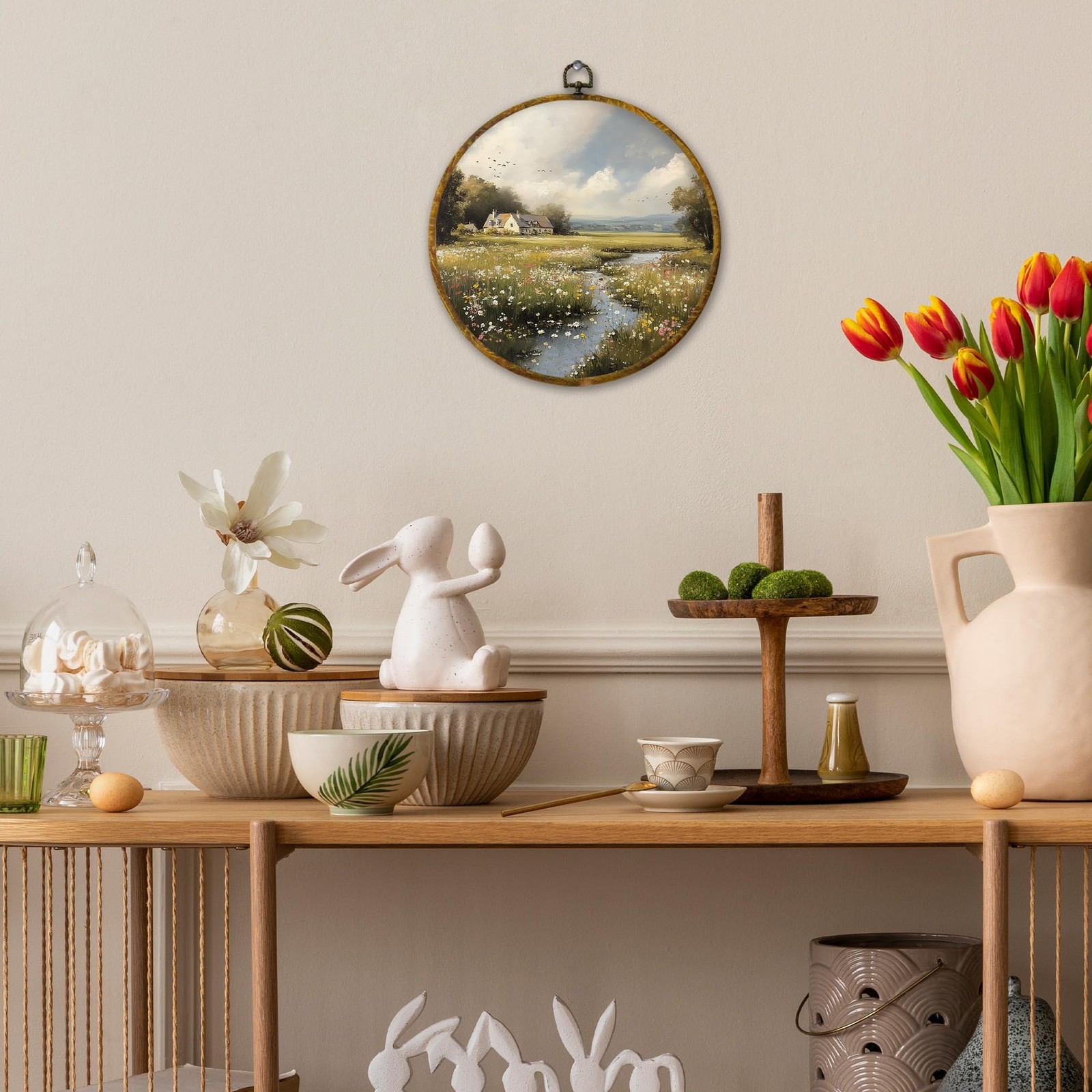 Vintage Farmhouse Country Wall Art Decor, Cottagecore Wildflower Landscape Fr…