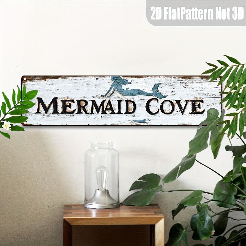 Mermaid Cove Vintage Metal Sign 10x40cm Wall Decor