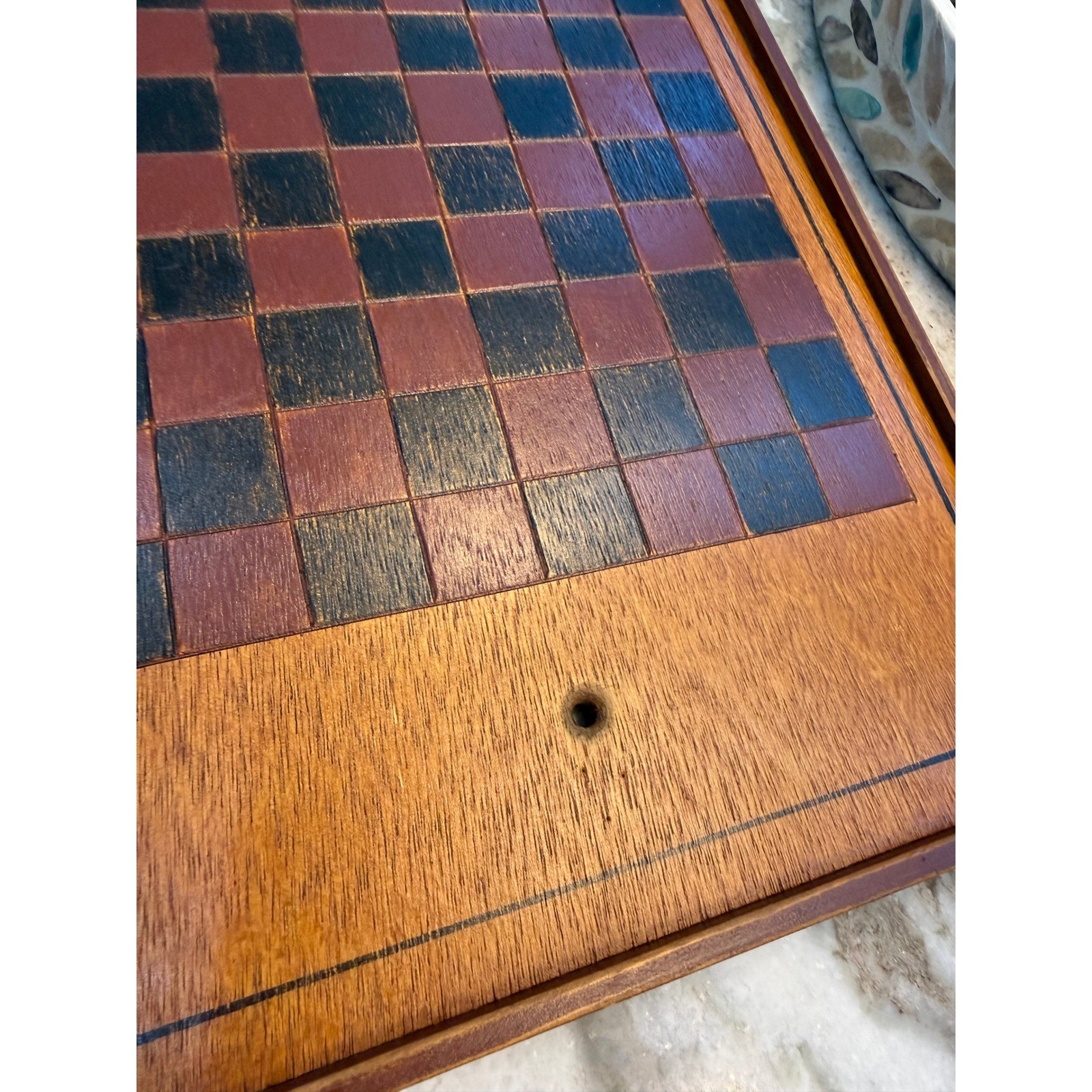 Vintage Handmade Wooden Checkerboard Wall Hanging Rustic Farmhouse Decor 15×10