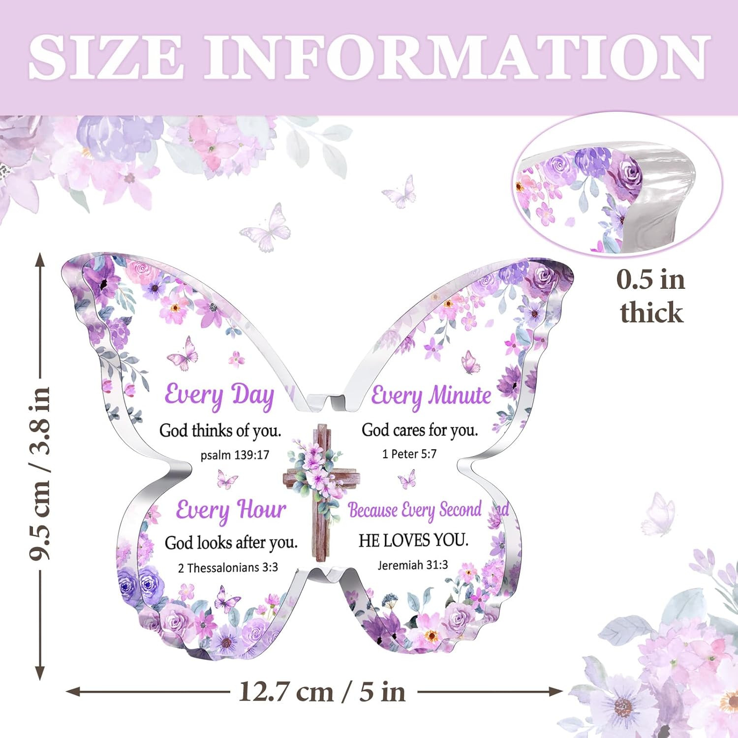 Butterfly Acrylic Plaque Sign Christian Gift for Women Purple 5×3 8×0 5 In