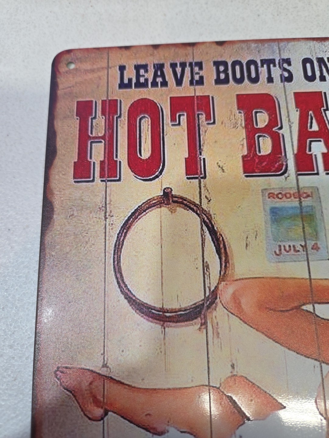 Leave Boots On Porch Baths 8×12 Rustic-looking Metal Sign