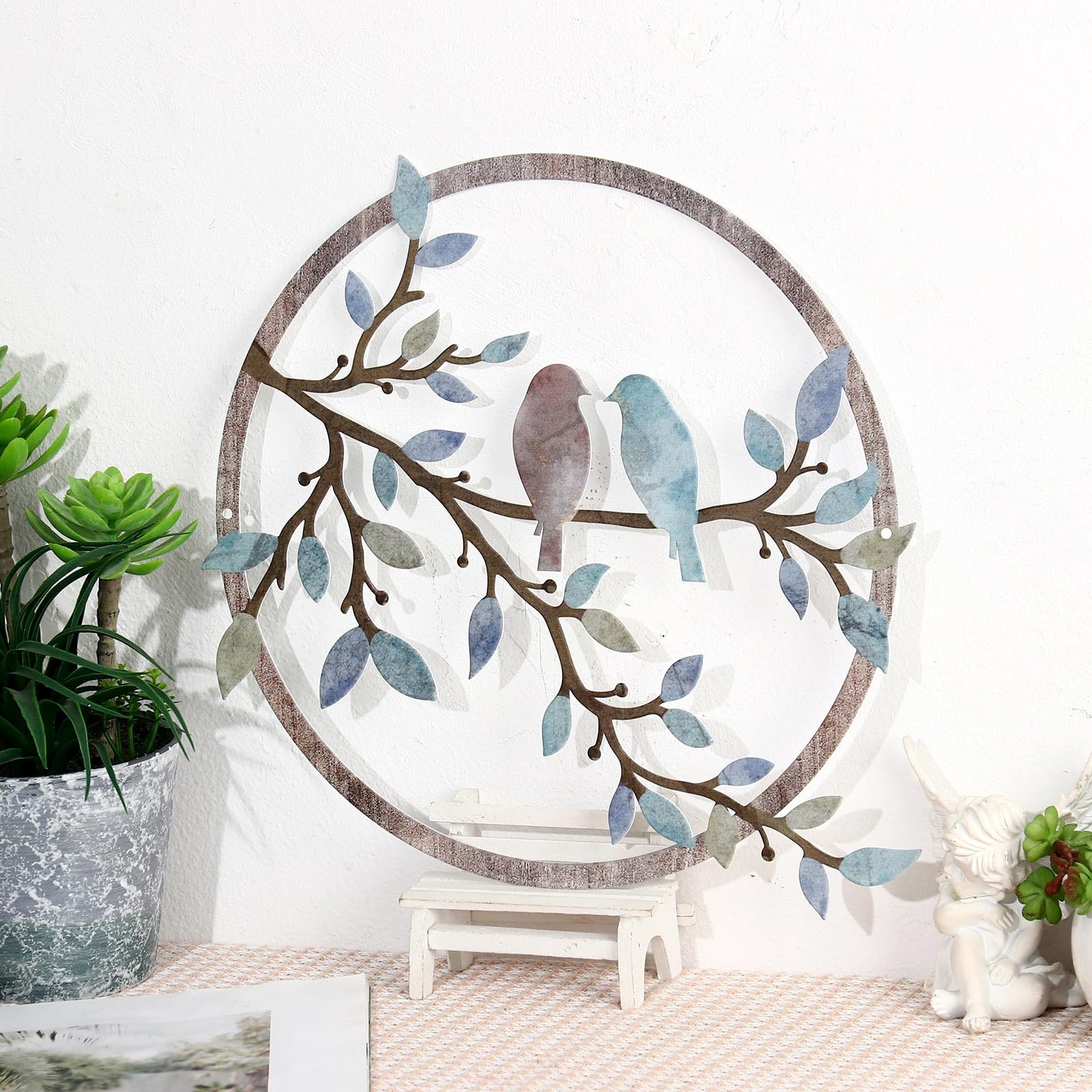 Bird on Tree Branch Pictures Wall Decor Colorful Metal Wall Art Elegant Bird …