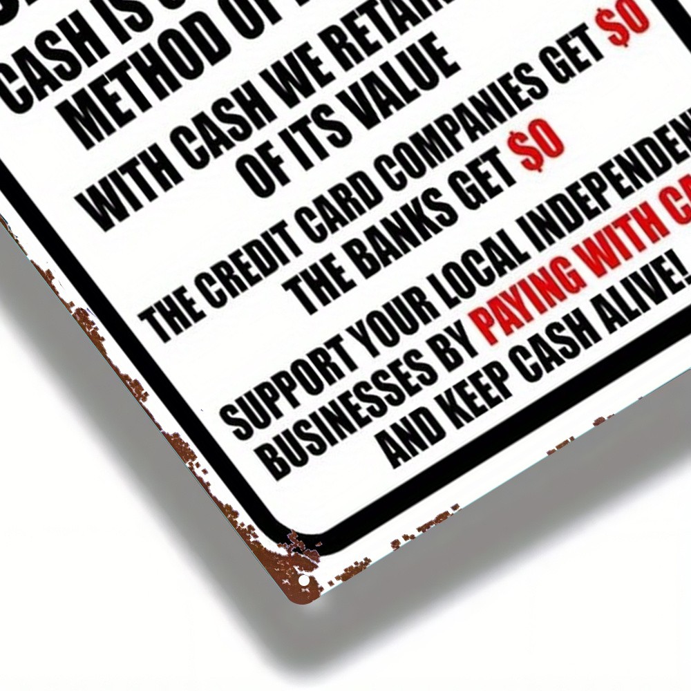 Vintage Shoppers Notice Cash Is King Metal Sign Retro Business Wall Decoration