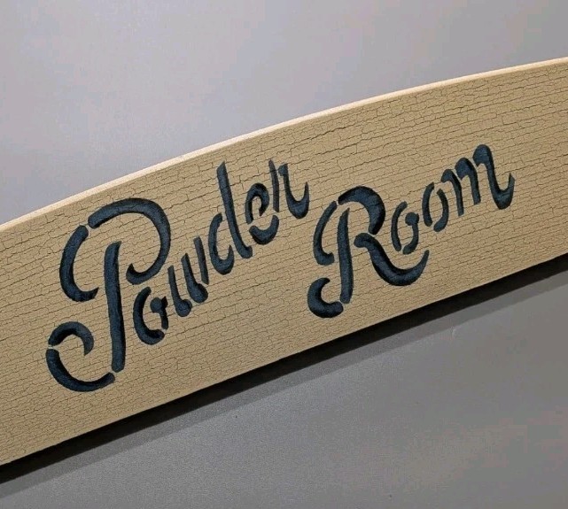 Vintage Debill Inc. Sue Crupi Creations Powder Room Floral Wood Wall Sign Arch