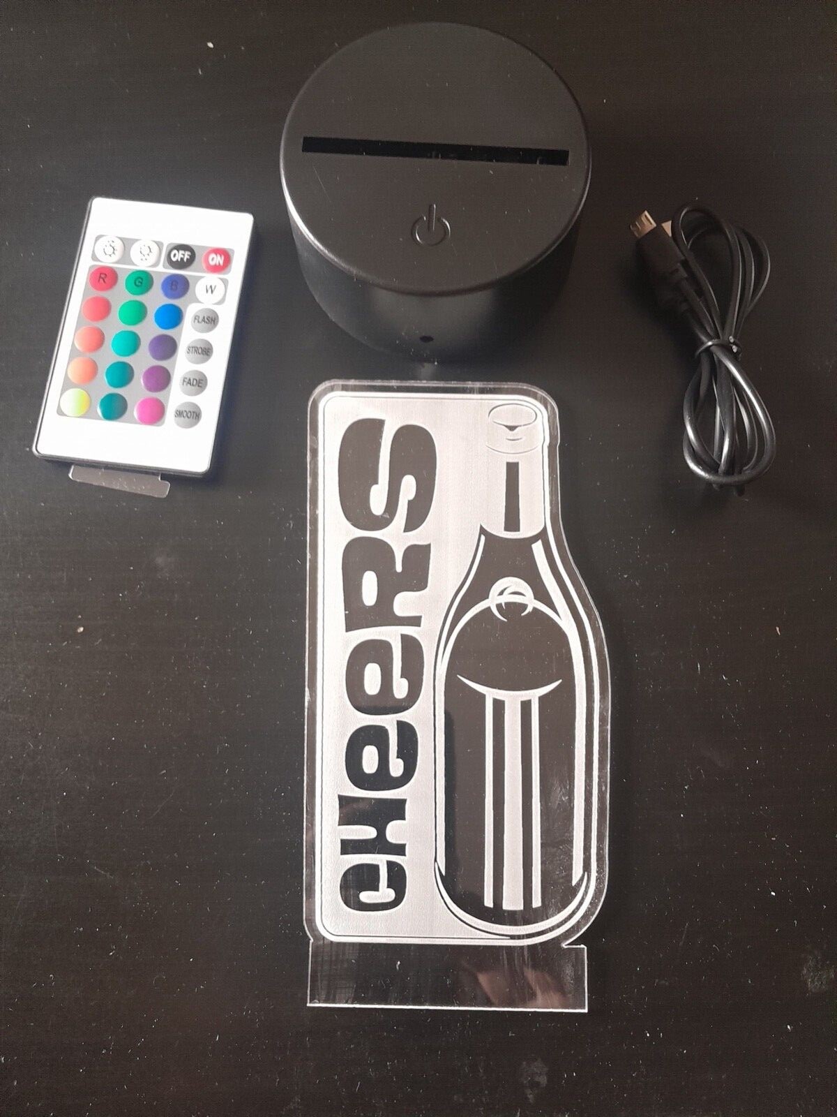 Edge Lit Tabletop Sign, Multi-Colored LED, Laser Etched, Art, Night Light