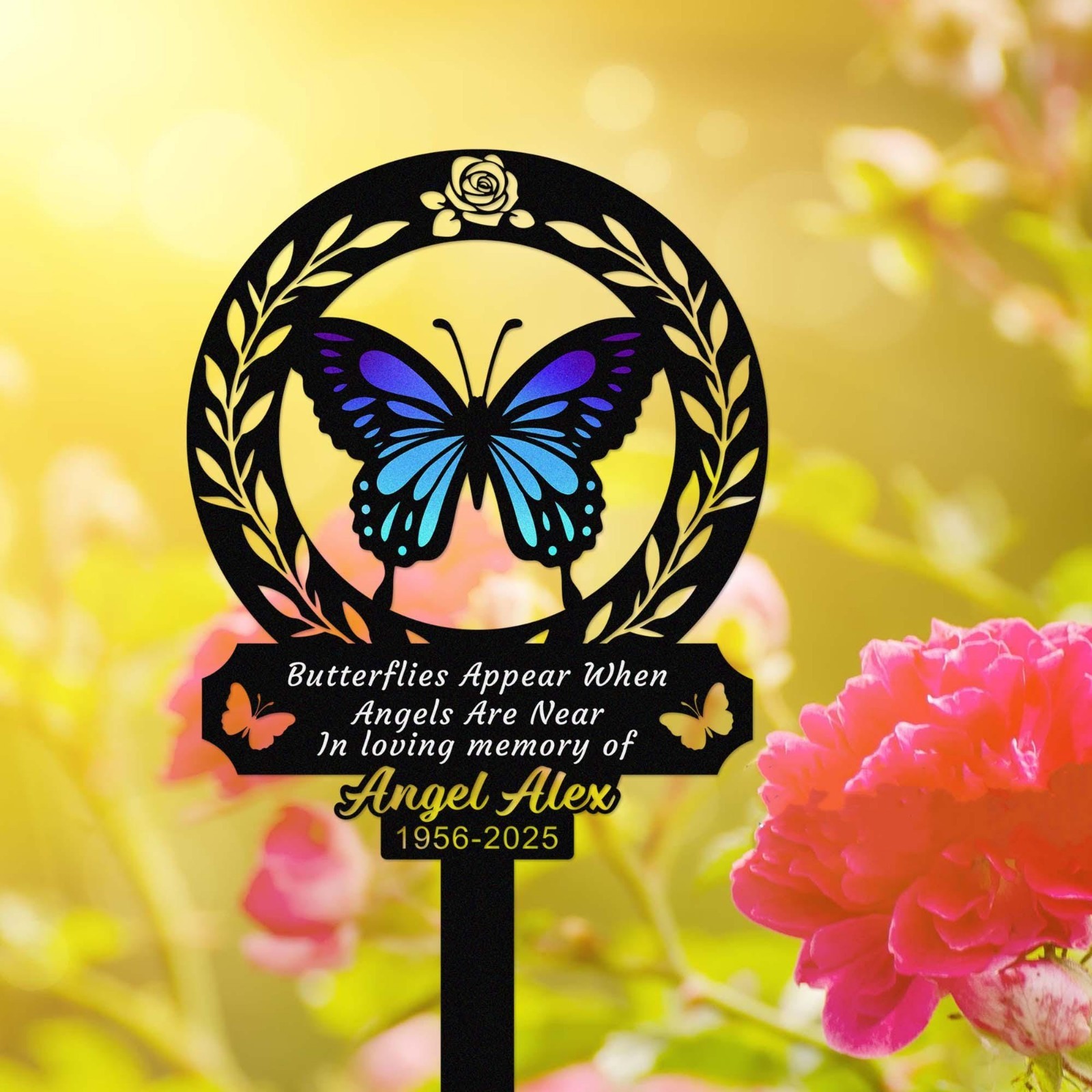 Butterfly Memorial Garden Stake, Personalized In Loving Memory Yard Sign