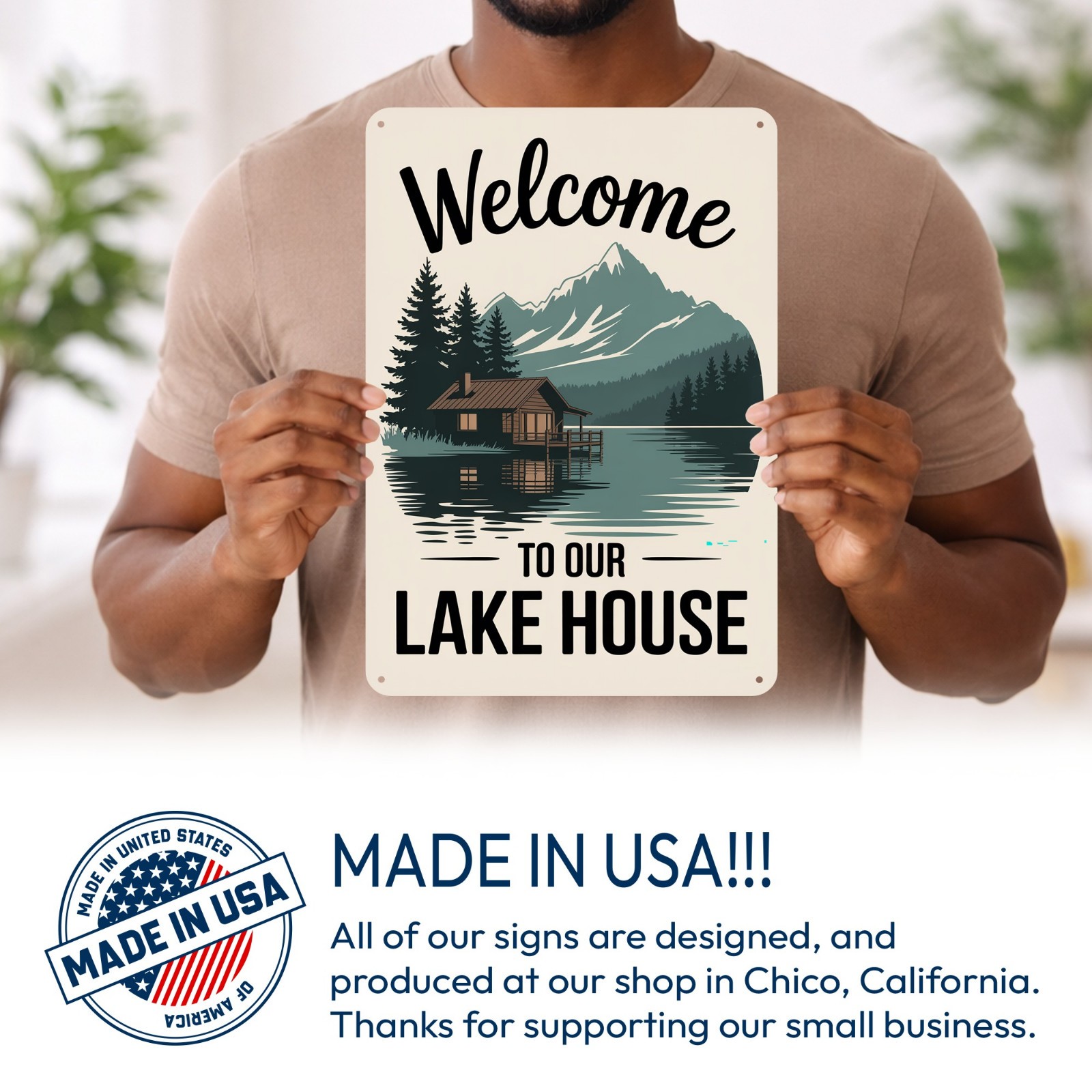 Welcome Lake House Metal Sign, Lake Cabin Decor, Wall Art For Lake House