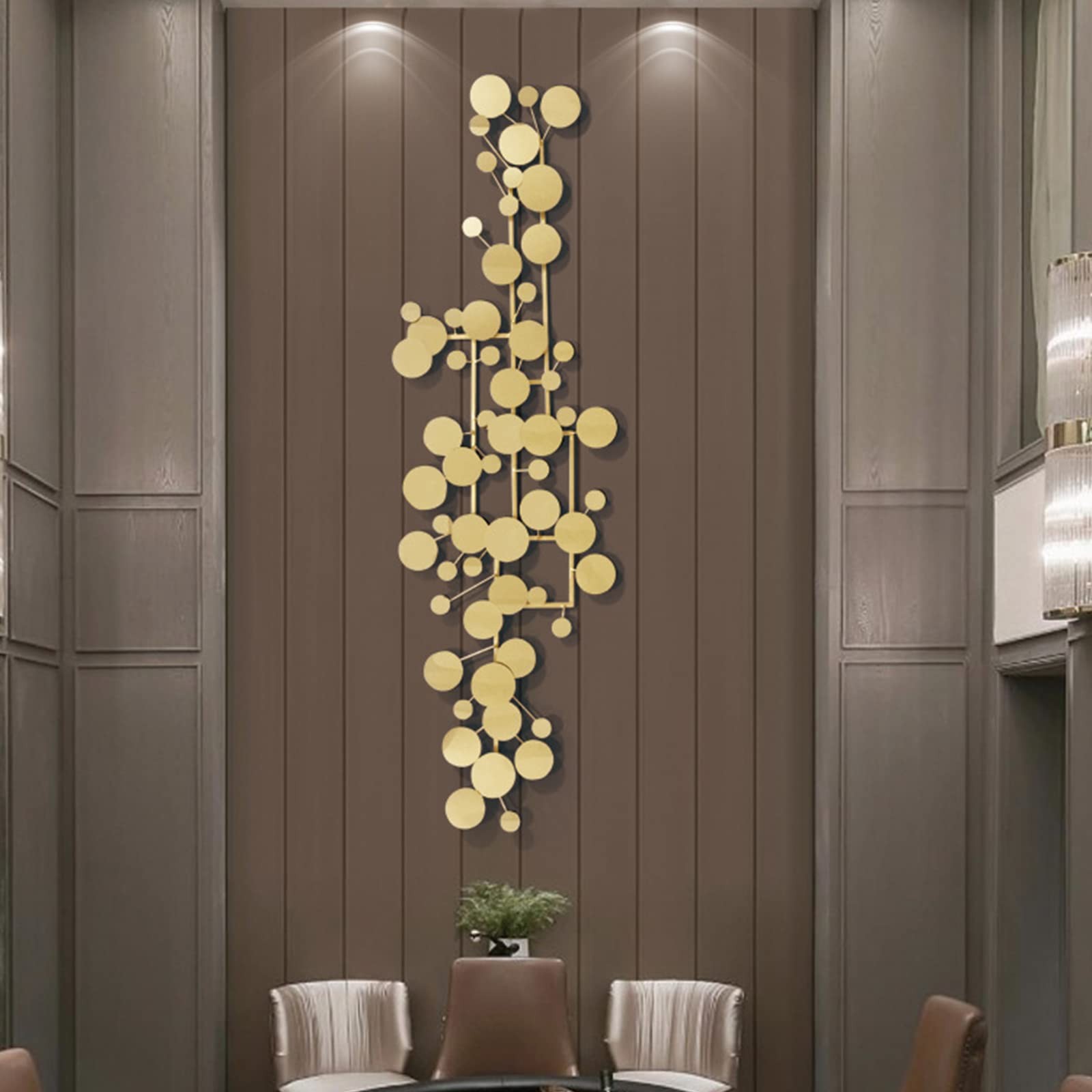 59″ Large Gold Metal Wall Art/Modern Geometric 3D Luxury Decor