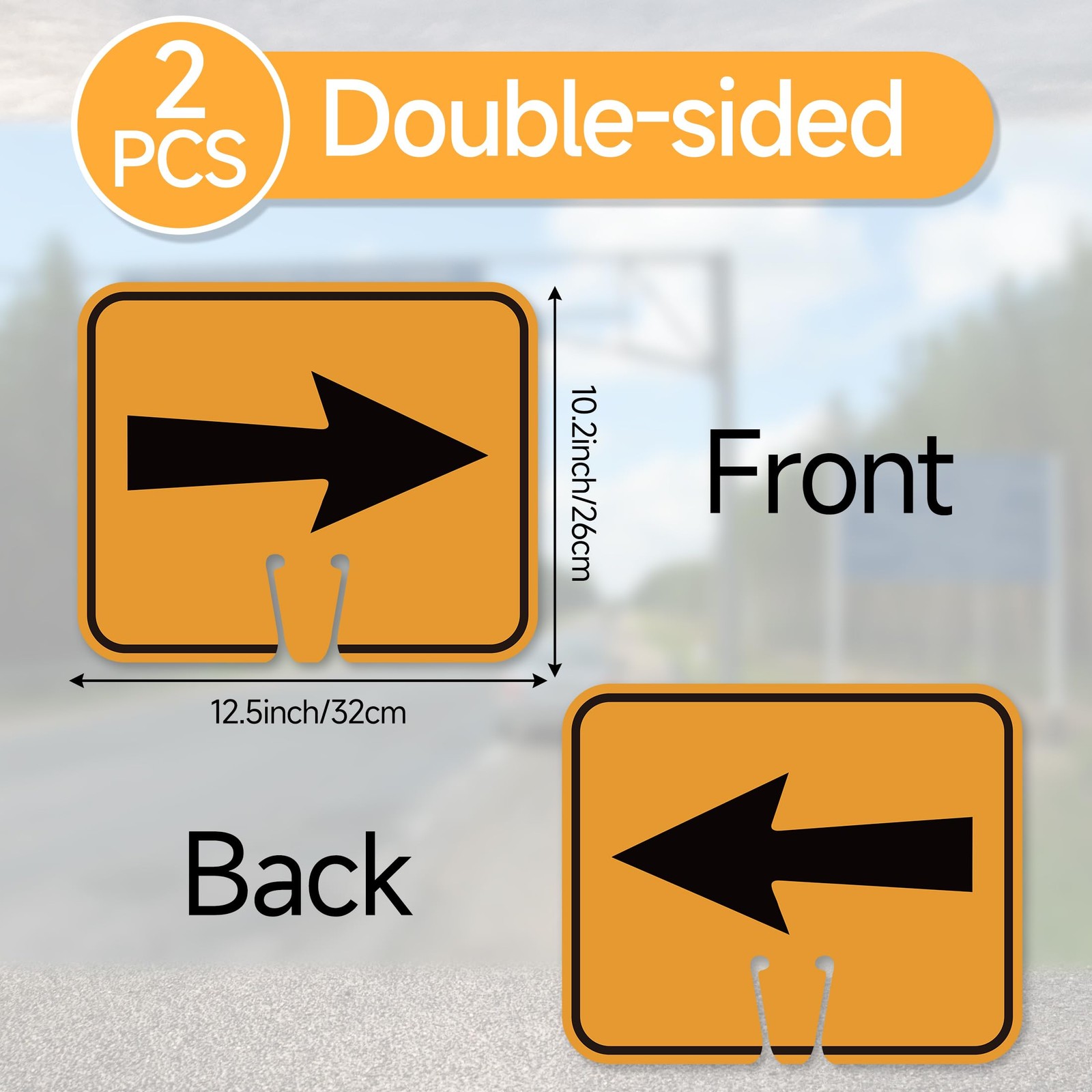 2PCS Traffic Arrow Detour Signs, Double-sided 12.6IN, Sign 024
