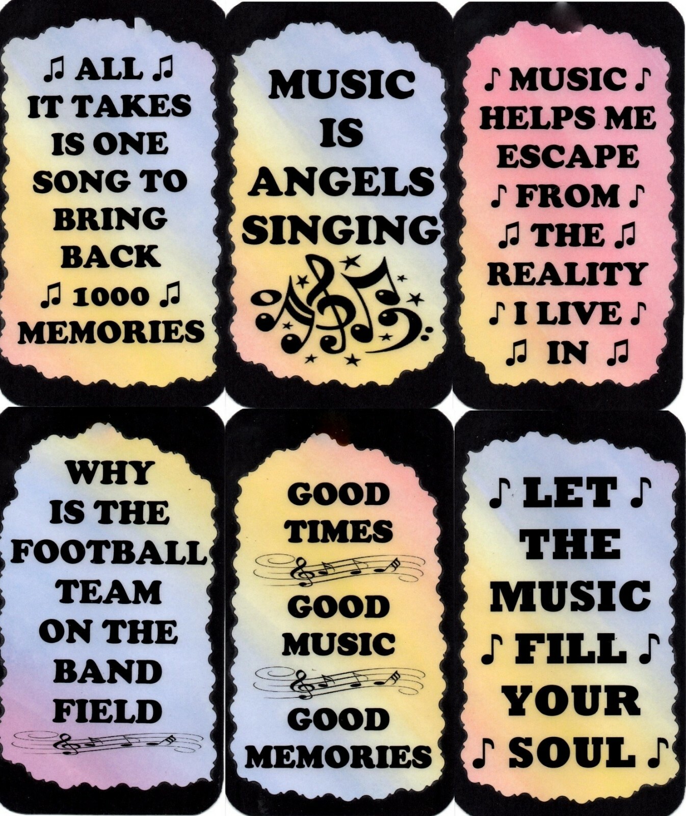 Music Signs of Life Love Laughter Sayings Instruments Funny Giant Magnets 3