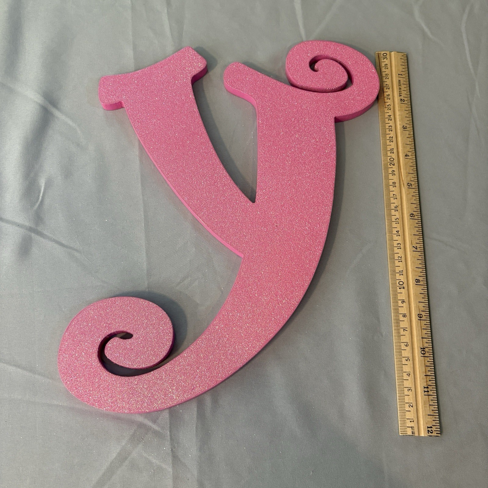 Hobby Lobby Decorative Pink Glitter Sparkly Wall Mount, Letter Y