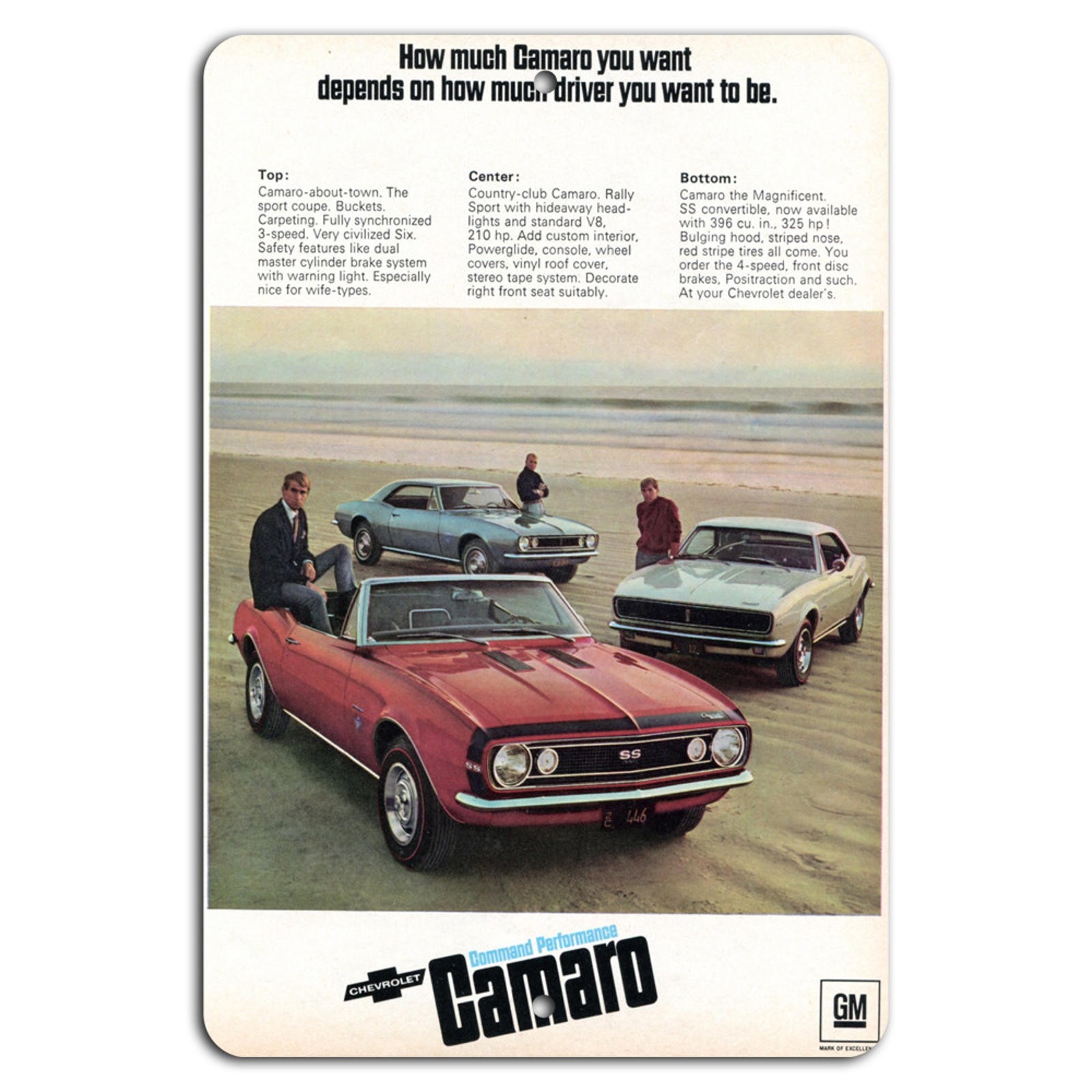Vintage Camaro Sign BanginPrints Aluminum Retro Garage Decor 8×12