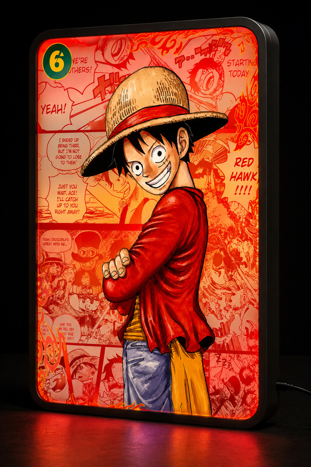 ONE PIECE TCG OP13 RED MANGA LUFFY NIGHT LIGHT ROOM LAMP 22CM USB ANIME GIFT 3D
