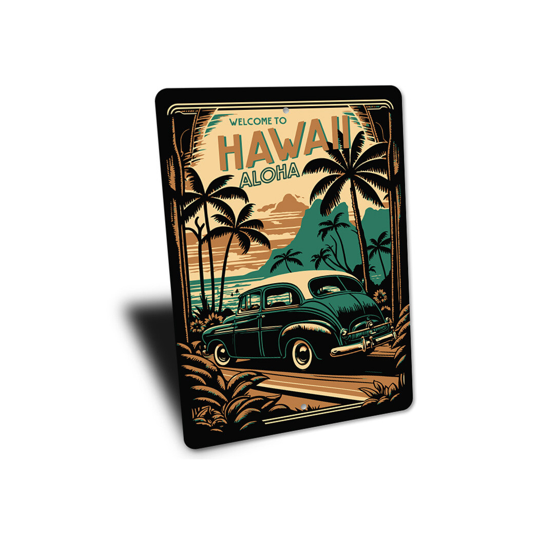 Aloha Welcome To Hawaii Metal Sign