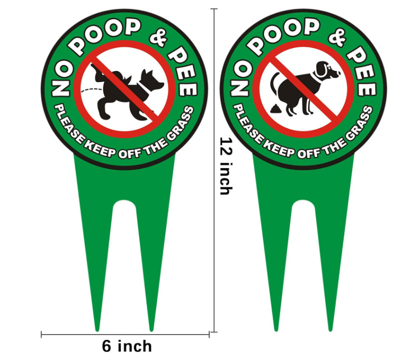 2 PCS No Dog Poop Signs for Yard, 12 x 6 inch Double Sided PLEASE KEEP OFF THE G