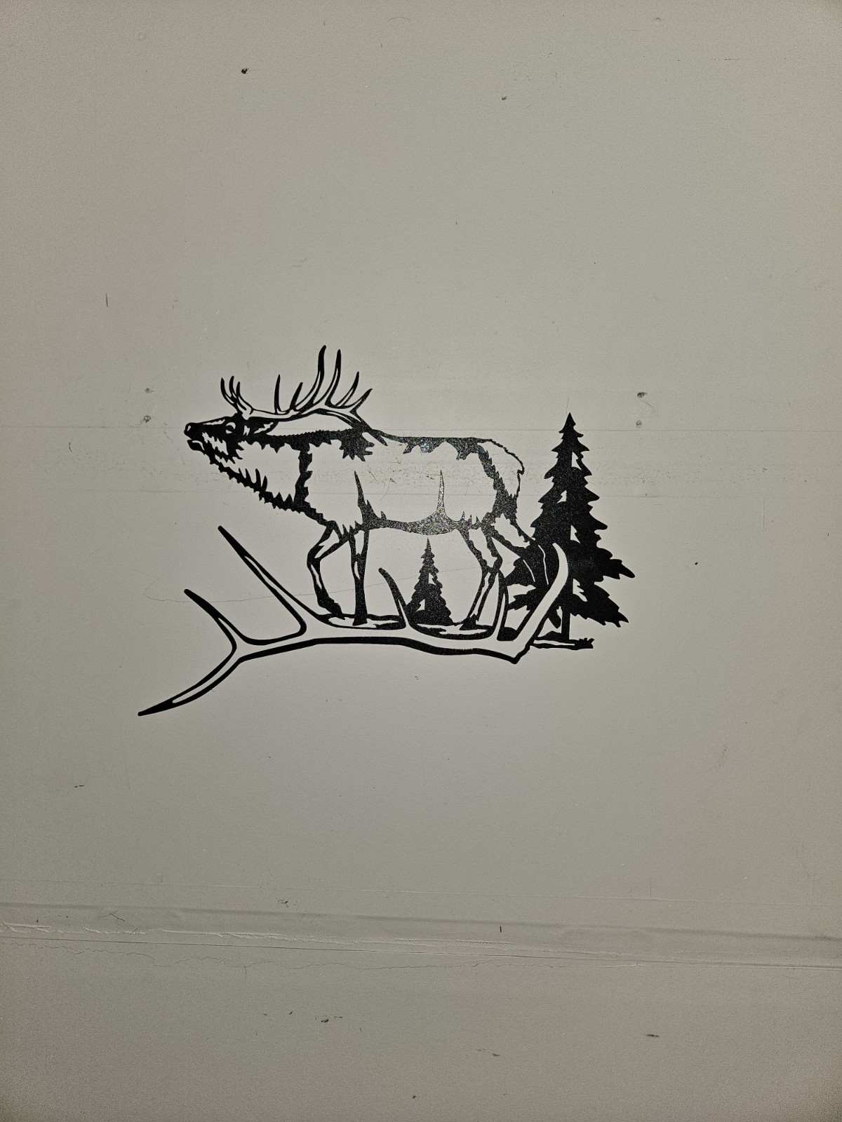 Black Metal Rustic Mountain Landscape Wall Decor Plaque, Wildlife Scenic Sign