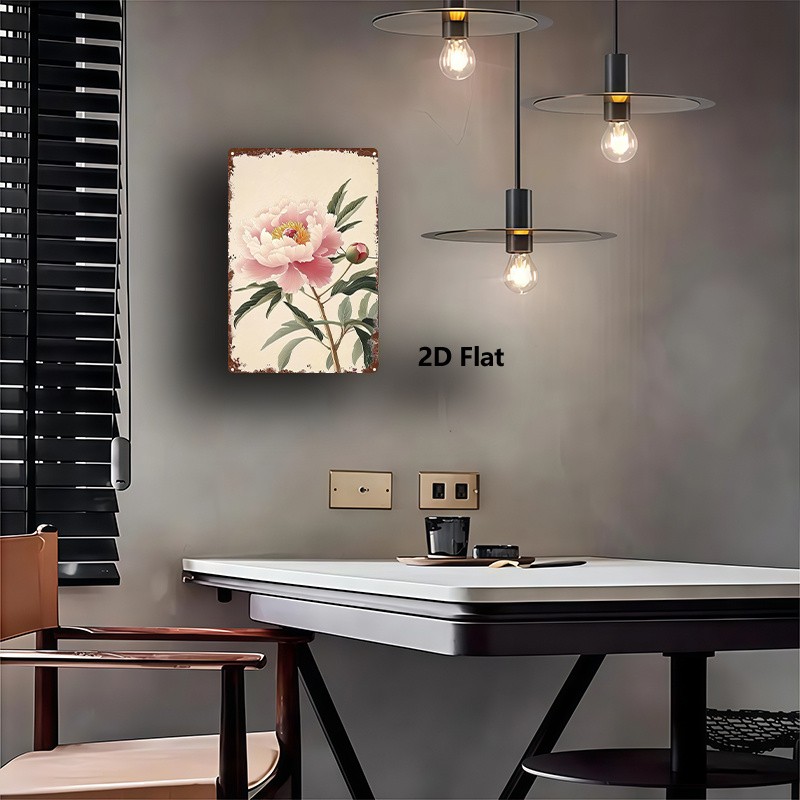Vintage Pink Peony Flower Metal Sign Rustic Floral Wall Art for Home Office Gift