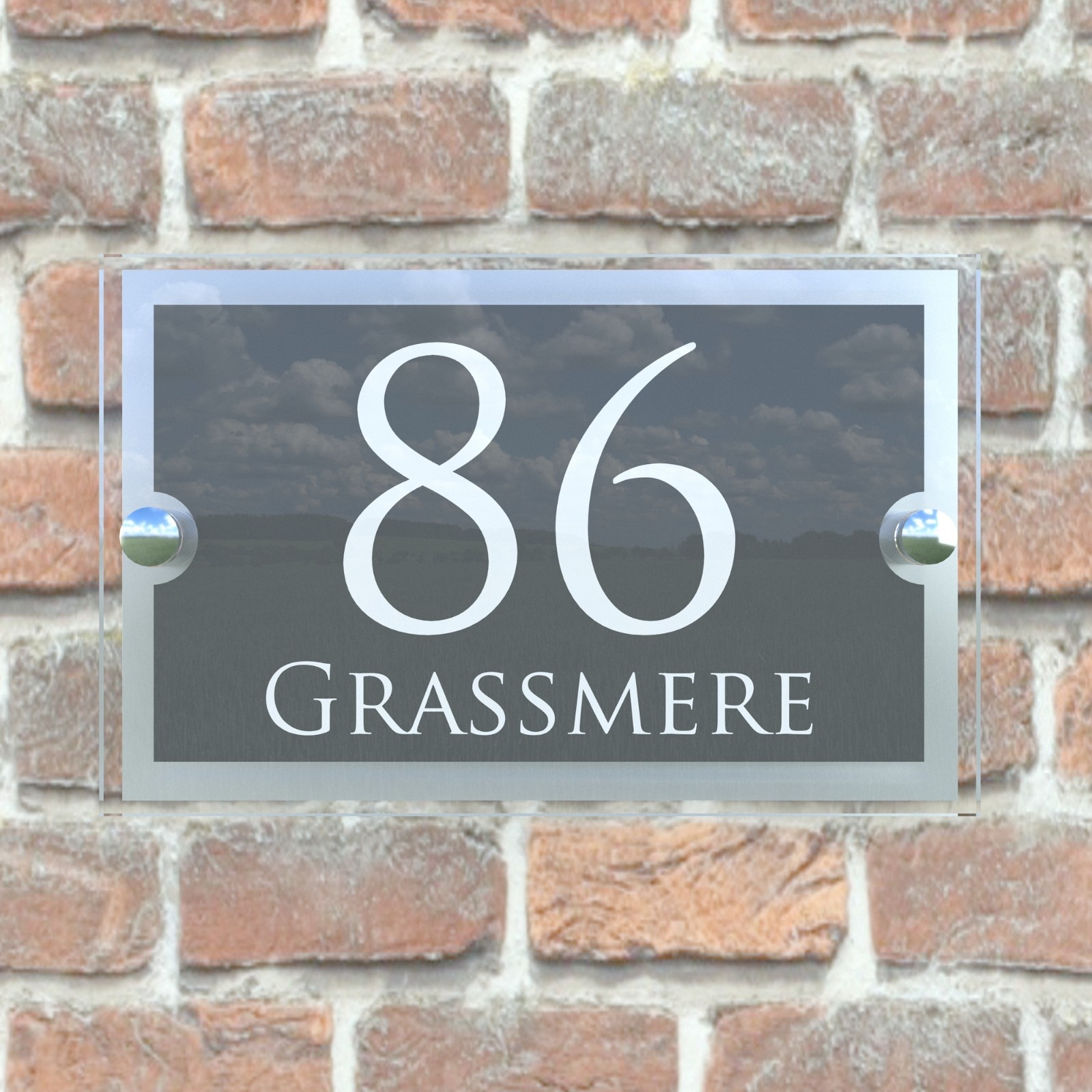 House Number Plaques Glass Effect Acrylic Signs Door Plates Name Wall Display