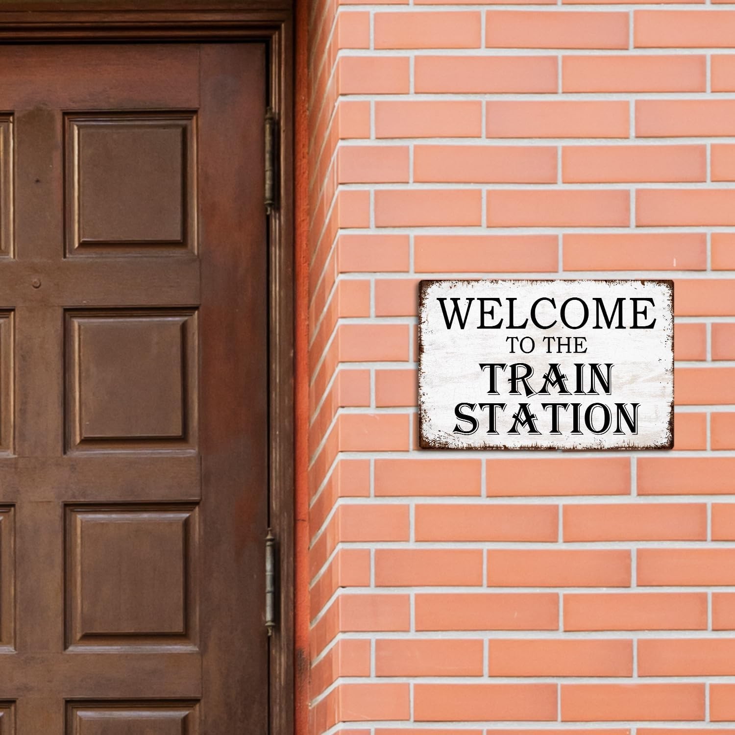 Train Station Sign,Welcome to The Train Station,12 x 8 Vintage Tin Metal Signs
