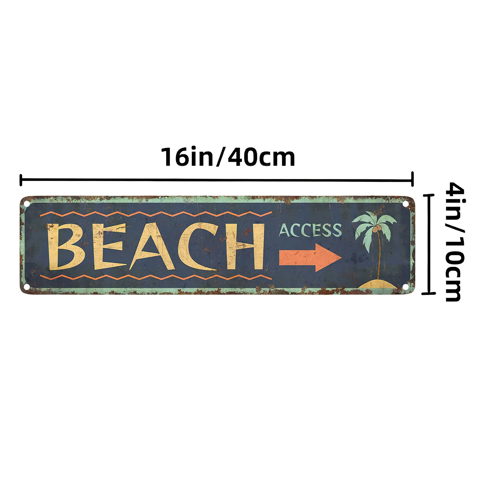 Vintage Beach Access Palm Tree Metal Sign Coastal Beach House Wall Decoration