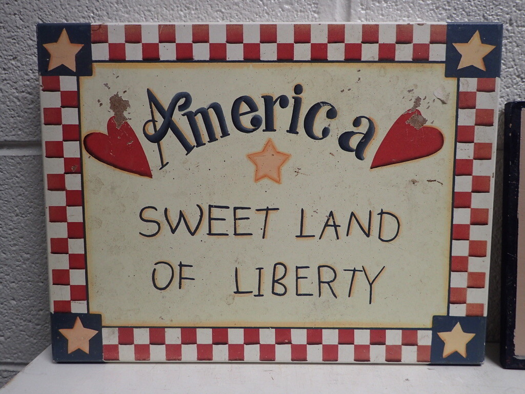 Lot of (3) Patriotic Wooden WALL SIGNS PLAQUES