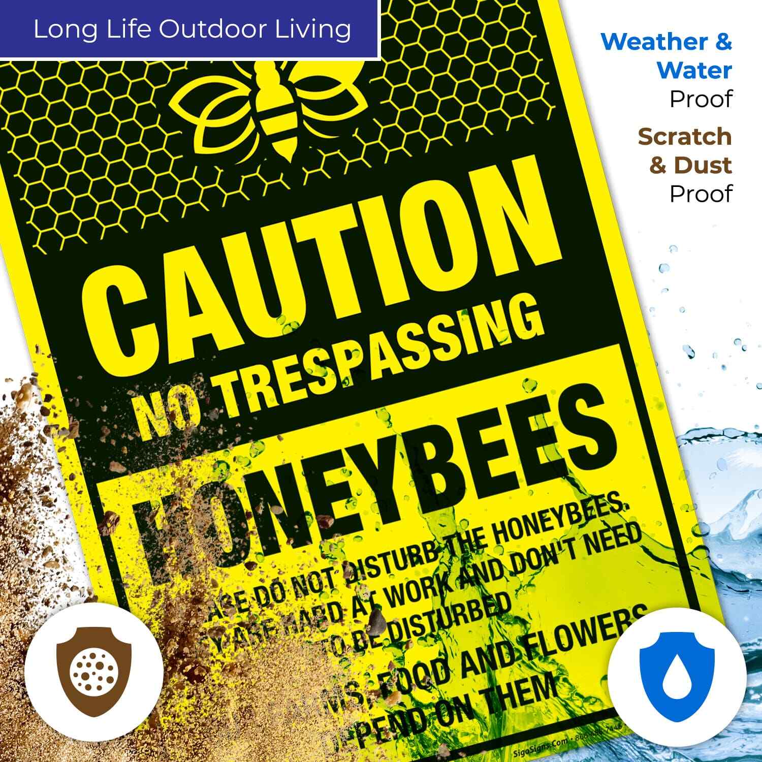 Bee Sign, Caution No Trespassing Honeybees at Work Sign,