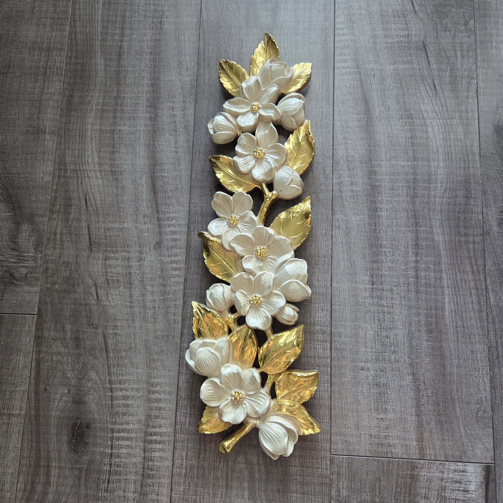 Syroco Wall Decor Set of 4 Flowers Vintage Hollywood Regency Wall Hangings D7322