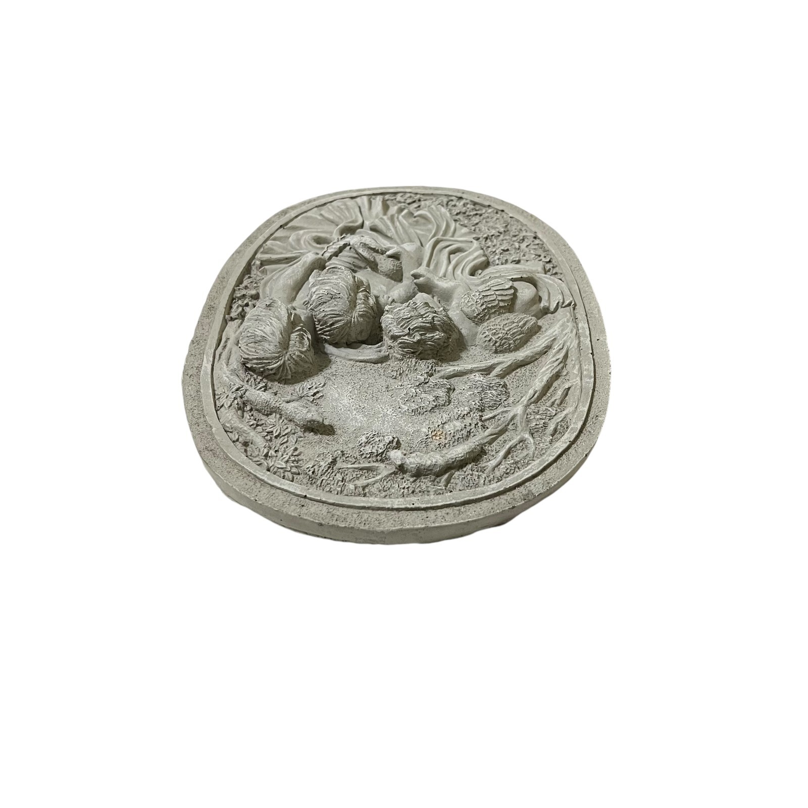 Cherub Angels Wall Plaque Plaster 11.5″ x 8.5″ Decor Lt Gray 3D Textured Angels