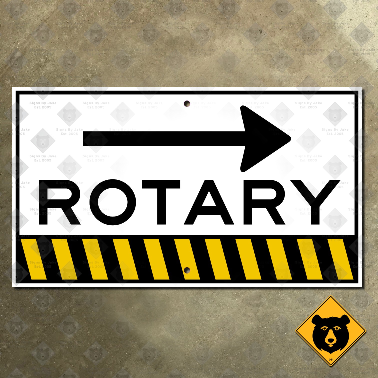 Massachusetts rotary warning road sign traffic circle roundabout stripes 14×8