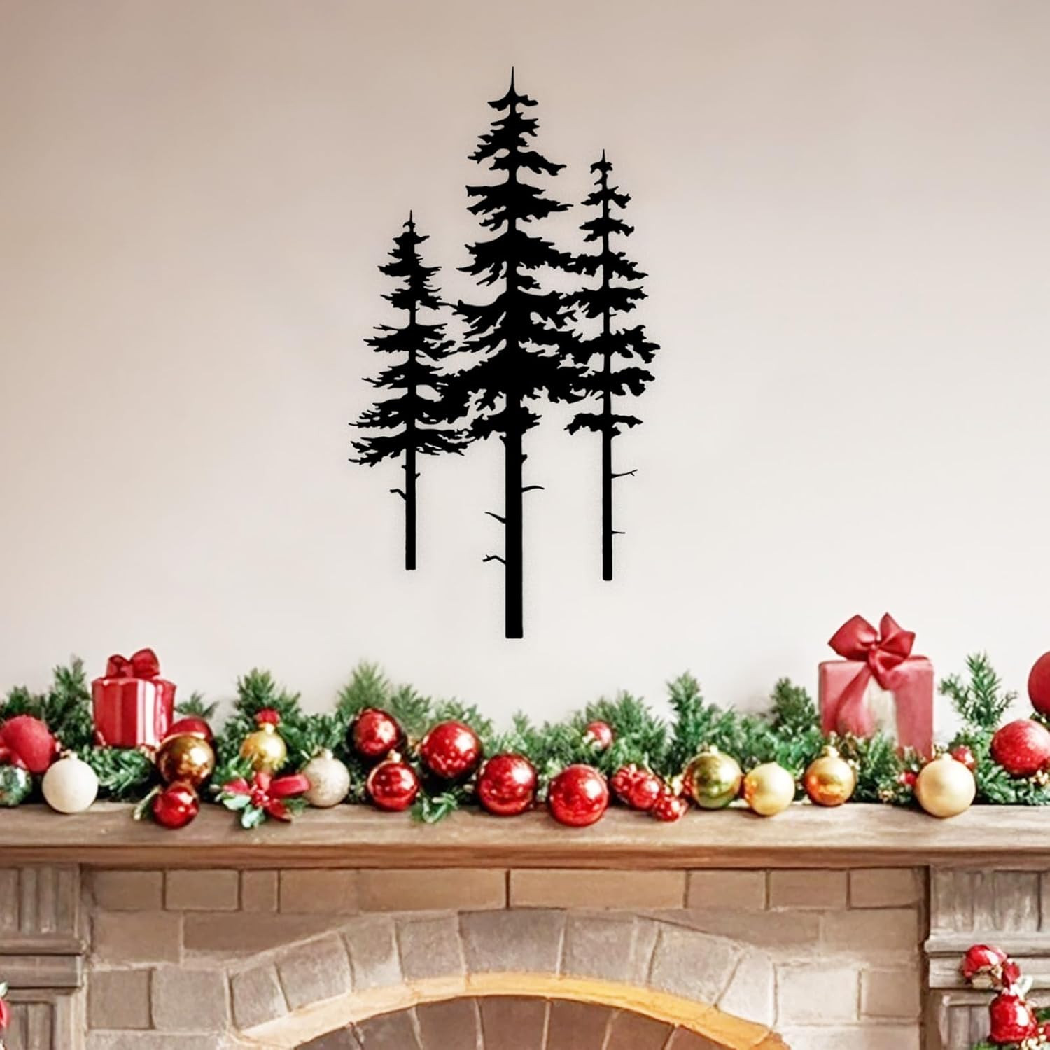Metal Pine Tree Wall Art Decor, Nature Home Decor, Cedar Trees Metal Sign, Wall