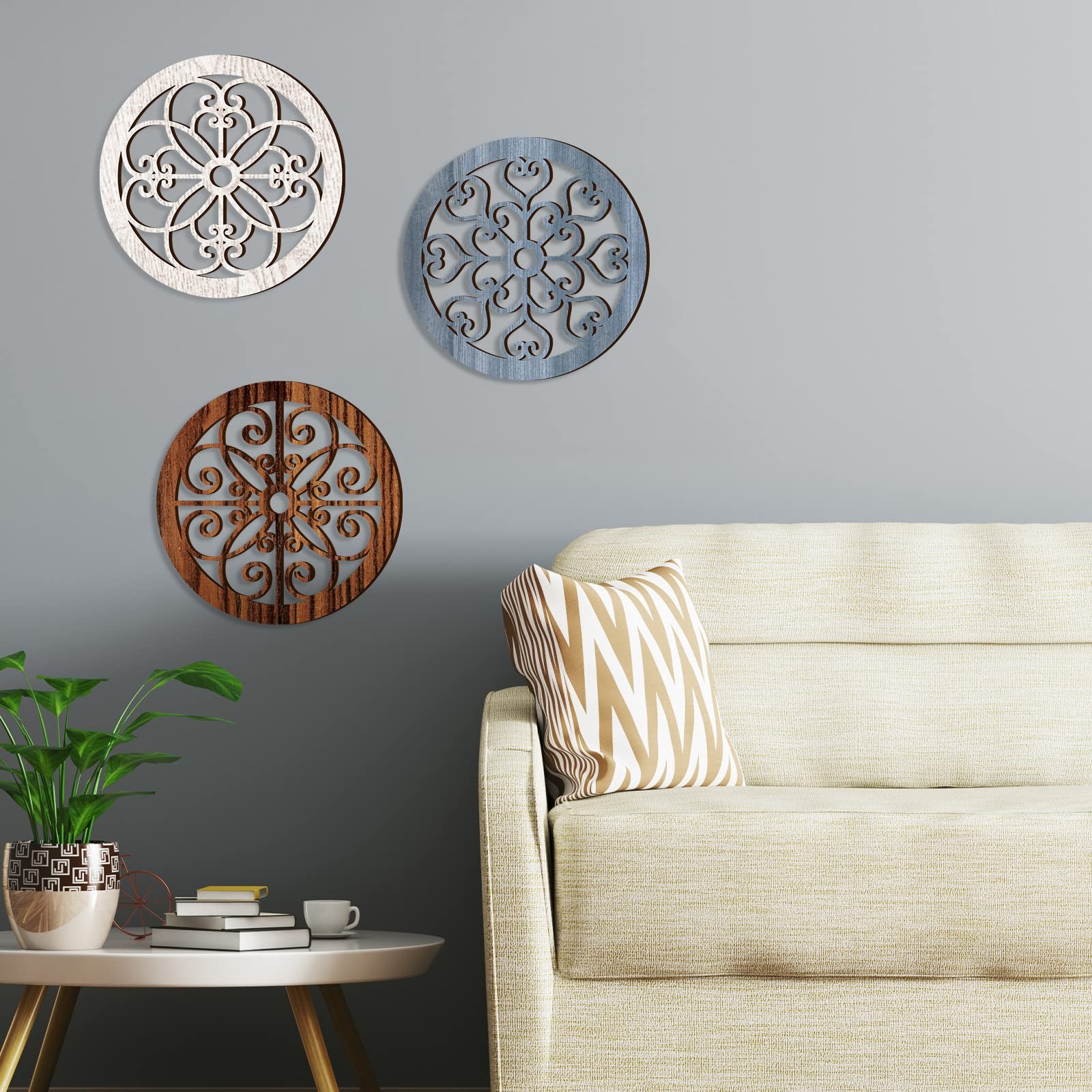 Blulu 3 Pieces Thicken Rustic Wall Decor Farmhouse Wall Art Decor Wood Hangin…