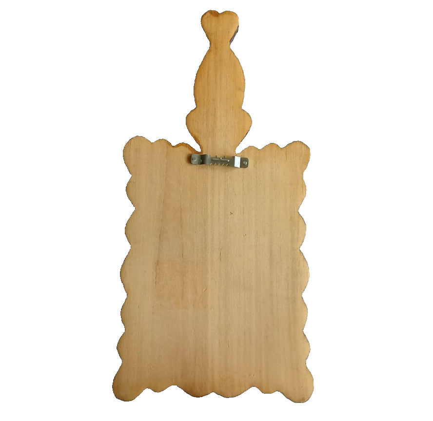 Chip Carved Solid Wood Stained Wall Plaque Folk Art Geometric Inlay Pattern 12″
