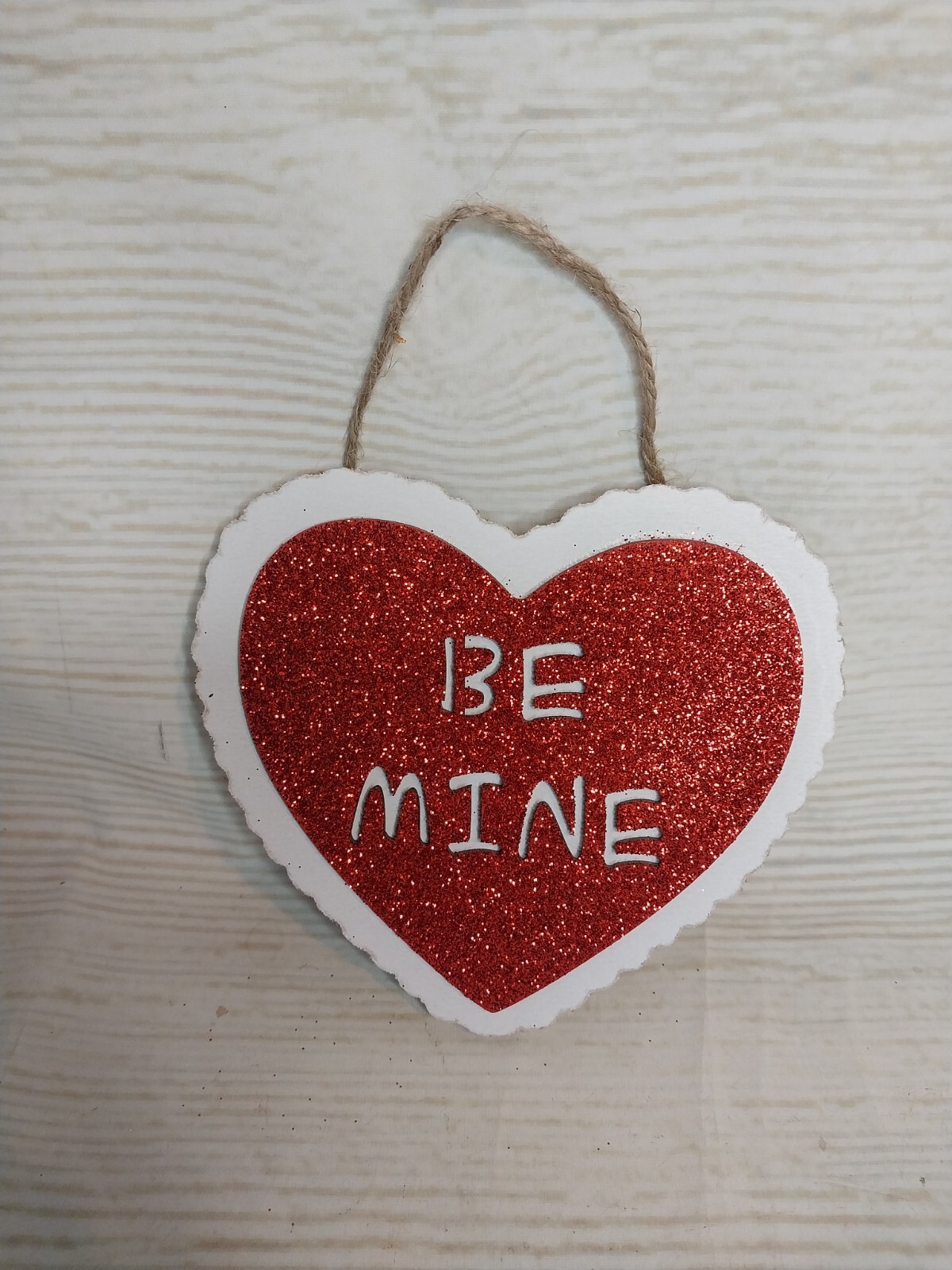 ~New! “Be Mine” Red Glitter Heart Wood Sign Hanging Valentine’s Day Wreath Craft