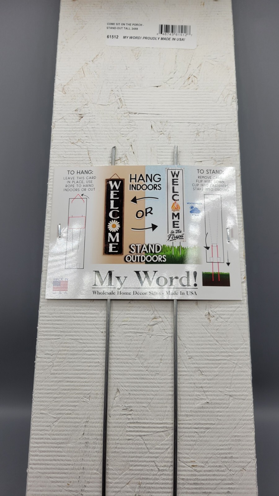 Myword! Stand Out Tall Hanging Standing Sign “Come Sit On The Porch” 24″x6″