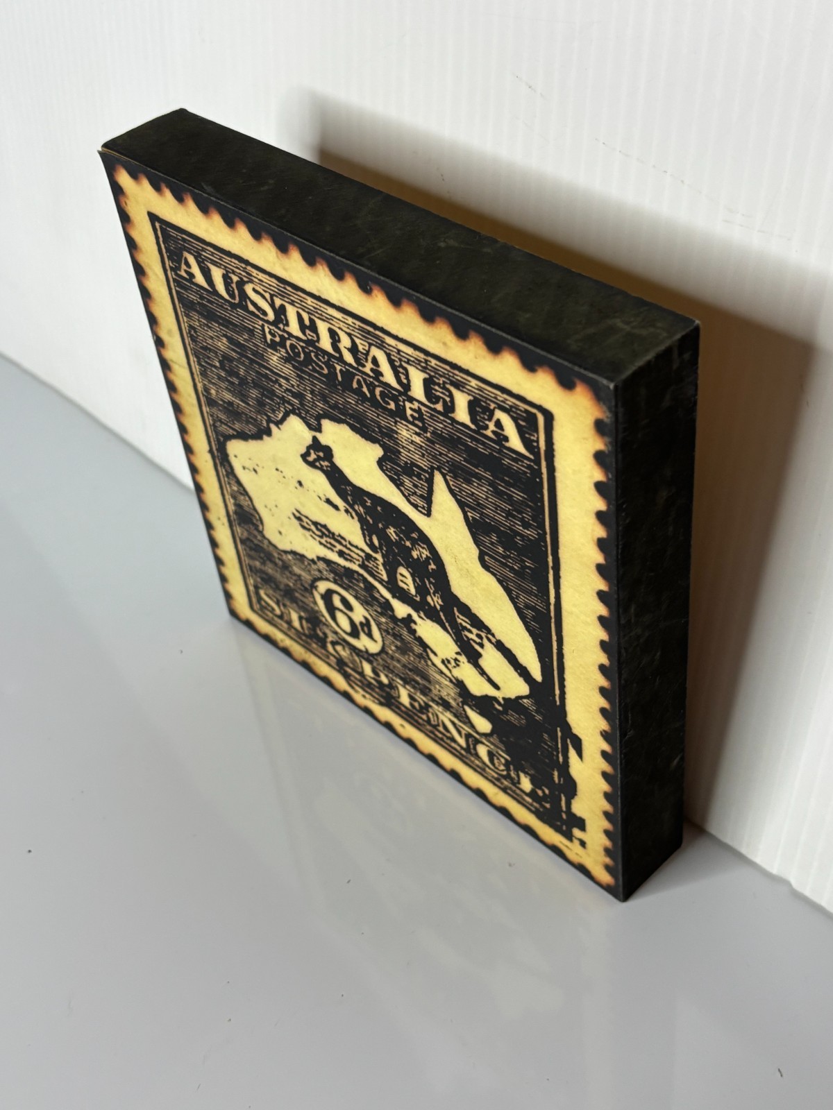 Australian Postage Stamp Map Kangaroo Hanging Wall Art Wood Plaque Sign Vintage