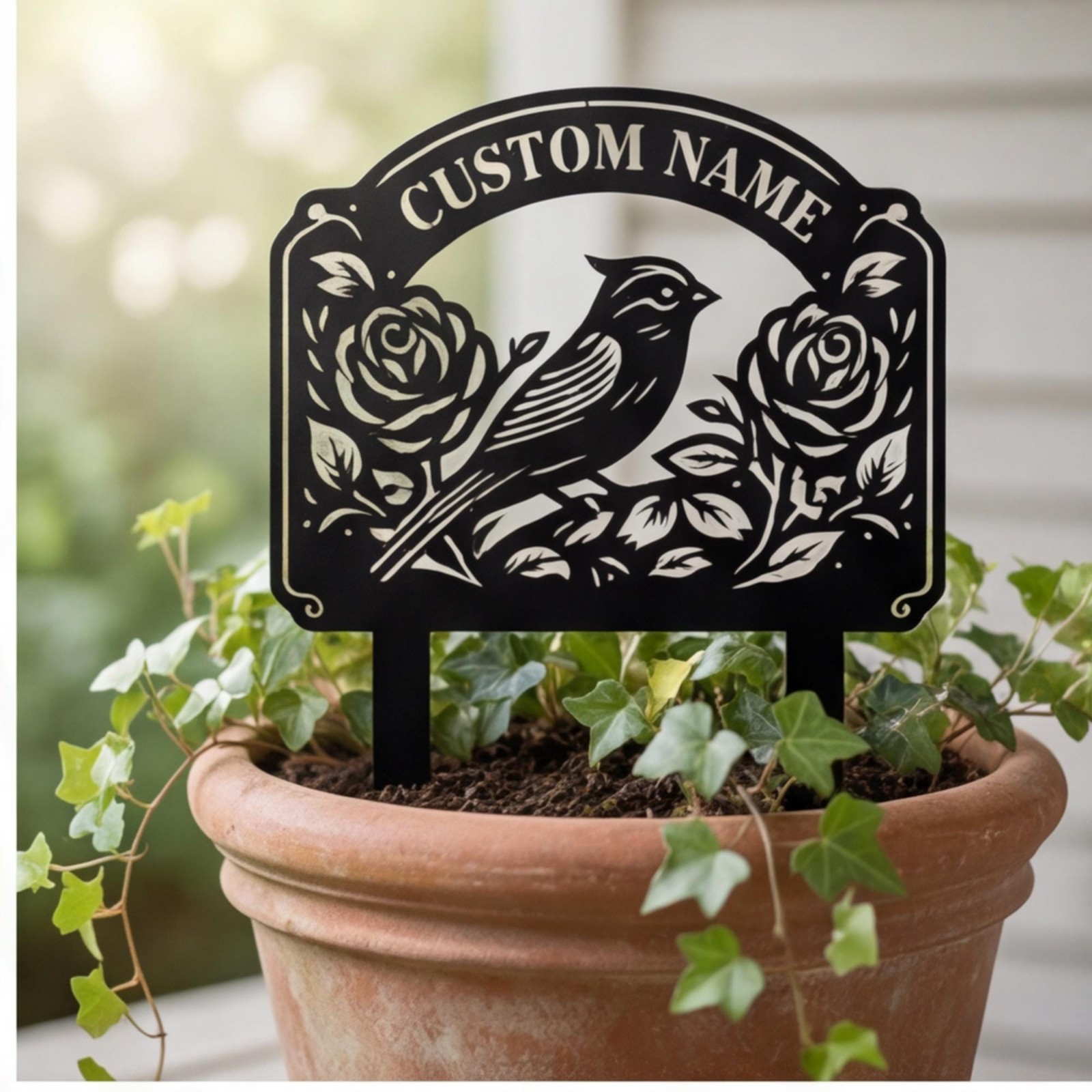 Personalized Butterfly Silhouette Metal Wall Art, Custom Garden Decor Outdoor
