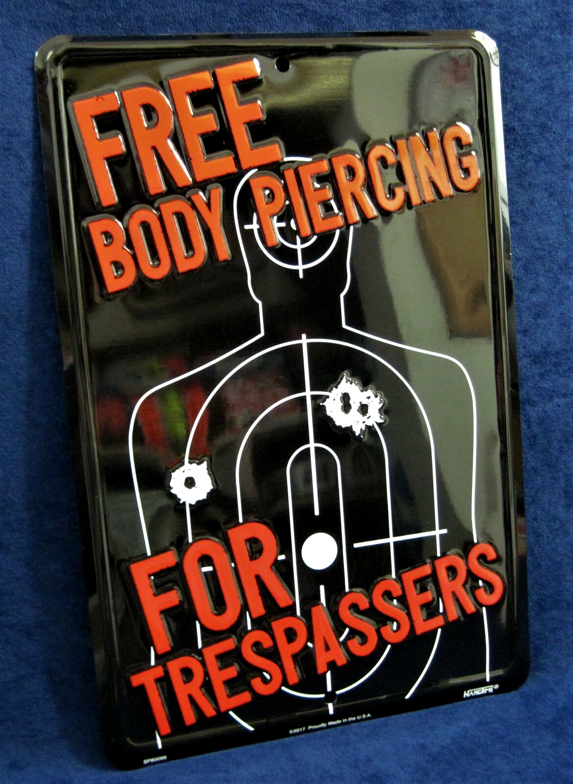FREE BODY PIERCING – *US MADE* Embossed Metal Sign – Man Cave Garage Bar Decor