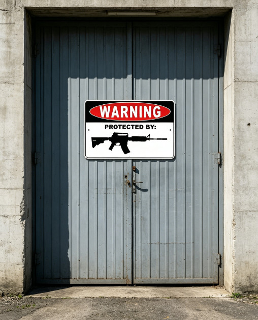 Protected Sign Firearm Security Warning Plaque Outdoor Yard Garage Wall Decor