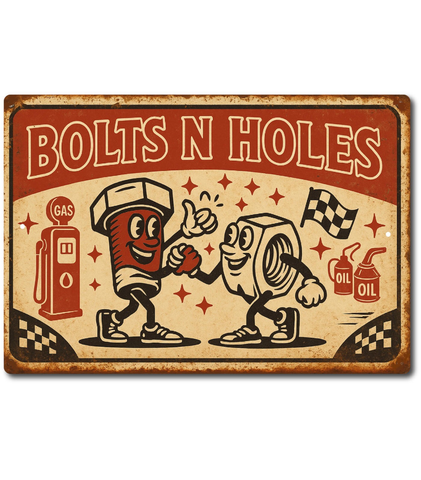 Bolts N Holes Funny Garage Tin Sign 12×8 Aluminum Retro Racing Shop Wall Decor